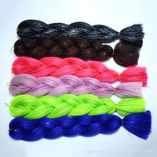 New Arrival Synthetic Wholesale Braiding Hair With Glitter Hair Tinsel Extension Braids for African Hair